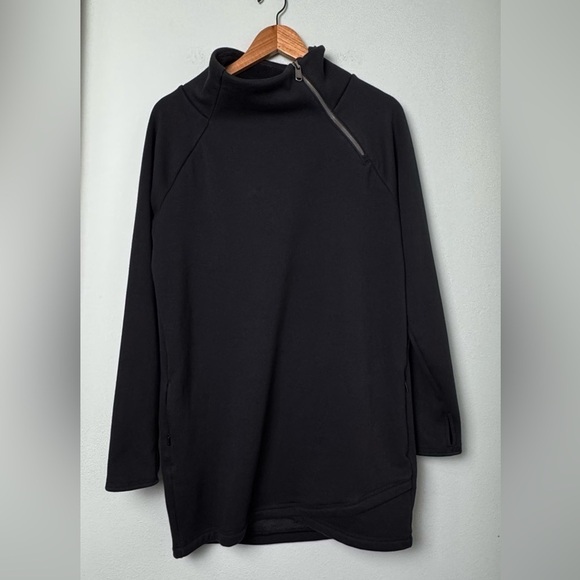 Athleta Cozy Karma Asym Sweatshirt Dress in Black Size Medium - Picture 5 of 11